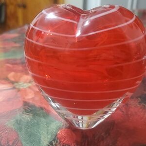 Red Heart Glass Sculpture heavy